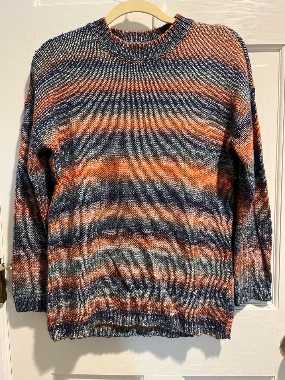 BB Dakota Striped Crewneck Sweater in Blue and Orange